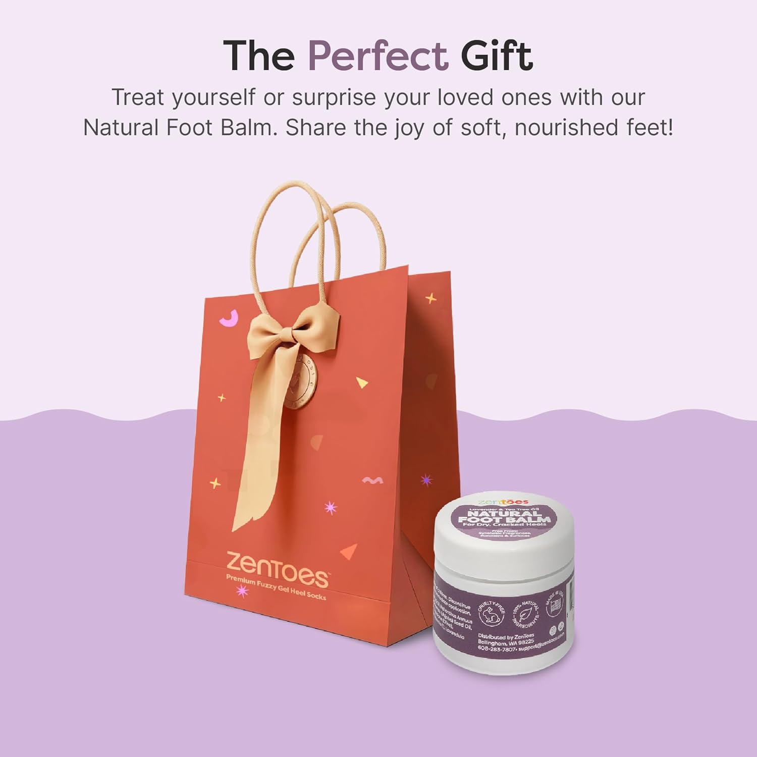 ZenToes Natural Foot Balm - Hydrating Cream for Dry, Cracked Heels & Feet | Enriched with Coconut & Tea Tree Oils | 2oz