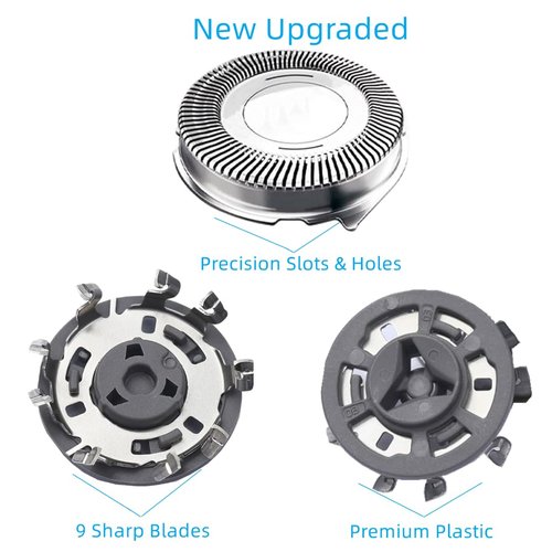 Aquatec HQ8 Replacement Shaver Heads - Compatible with Philips Norelco PT720, AT880, AT810 | 3-Pack