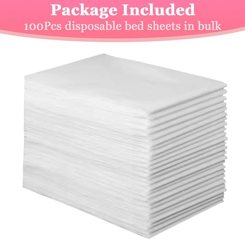 Biubumtu 100 Pcs 31.5" x 71" Disposable Bed Sheets Waterproof Massage Table Sheets Non Woven Fabric SPA Bed Cover (White)