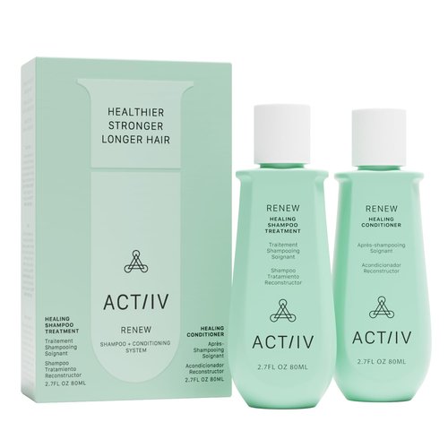ACTIIV Renew Travel Duo | Supports Scalp Health & Appearance of Fuller, Healthier-Looking Hair, Hydrates & Nourishes, Heals Damaged & Over-Processed Hair, Plant-Based, Color-Safe, Vegan