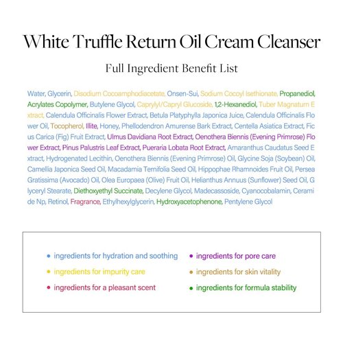 d'alba Piedmont White Truffle Return Oil Cream Cleanser, Vegan Skincare, Easy One Step Cleanser for Sebum & Makeup Removal, Hydrating Cleanser, for Sensitive Skin, Korean Skin Care