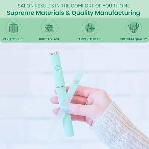 Malva Belle Best Crystal Glass Nail File for Women - File & Travel Case Set - Heavy Duty for Natural Nails, Gel - Professional Nail Shaper – Nail Care Essentials - Pastel Green 3mm