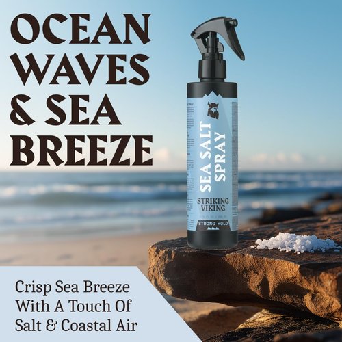 Striking Viking Sea Salt Spray for Men - Strong Hold & Volumizing Ocean Texture Mist - 6.76 Fl Oz