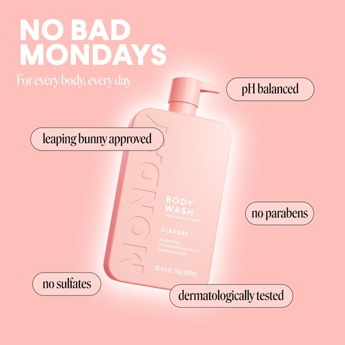 MONDAY HAIRCARE CLEANSE Body Wash with Grapefruit Extract, Hyaluronic Acid, Shea Butter, Coconut Oil for Normal to Oily/Combination Skin 900 mL (Dual Pack)
