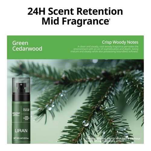 LIRAN Volumizing Prep Spray - 100 ml Green Cedarwood Scent for Instant Volume & Natural Waves