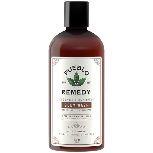 Pueblo Remedy Body Wash - Soothing Cucumber & Eucalyptus Shower Gel | Vegan & Cruelty-Free, 16.9 Oz
