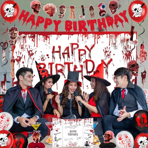 Halloween Horror Birthday Banner Guestbook Party Decorations Set