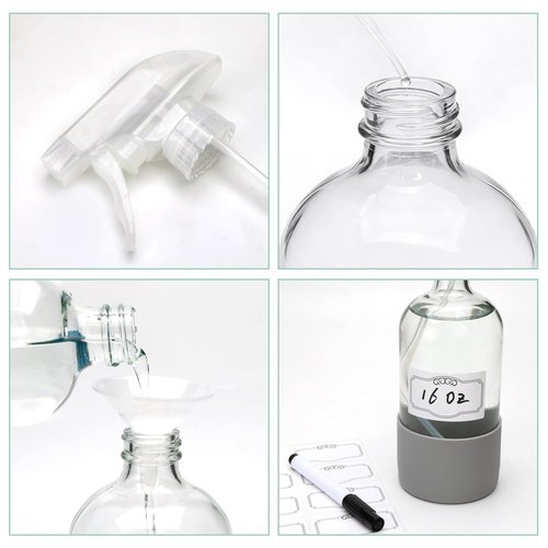 Maredash 16oz Glass Spray Bottles,Empty Reusable Spray Bottles,Glass Spray Bottles for Cleaning,Refillable Containers with Spray Nozzles for Cleaning,Window Cleaner,Hair Care,Flowers12 Pack