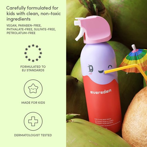 Evereden Kids Shower Essentials Set - 2-in-1 Gentle Shampoo & Conditioner + Cloud Body Wash | Vegan Toddler Skin Care