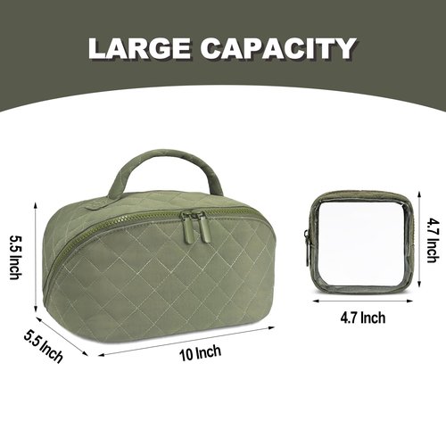SXS LACONIC Makeup Bag,Quilted Puffer Cosmetic Bags,Travel Toiletry Bag for Women,Large Capacity Waterproof Make up Bag Set