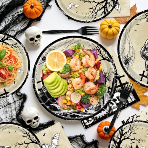 Halloween Skull Party Plates Napkins Set - 200 Pieces Halloween Skull-200