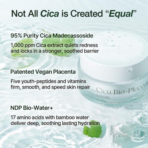 Natural Derma Project NDP Cica Cream - Lightweight Gel Moisturizer for Sunburn Relief | Hydrating & Soothing (1.7 Fl oz / 50ml)