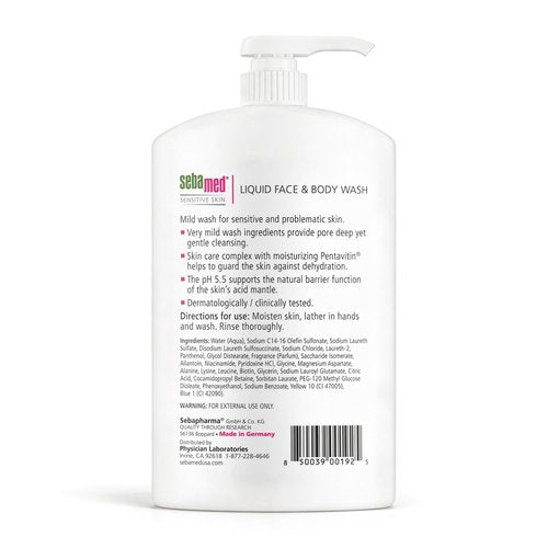 Sebamed Sensitive Skin Face and Body Wash - pH 5.5 Hydrating Cleanser for All Skin Types | 33.8 Fl Oz
