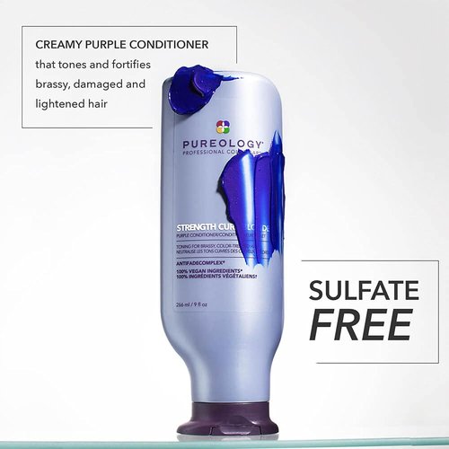 Pureology Strength Cure Blonde Purple Conditioner - Sulfate-Free & Vegan, Strengthens Blonde Color-Treated Hair