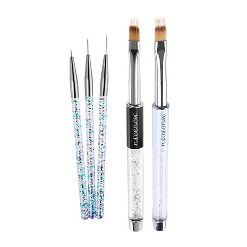 MUOBOFU Nail Art Brushes,Nail Brushes for Nail Art,Rhinestone Handle Professional Gradient Manicure Tools Pens Drawing Painting Diy Home Salon