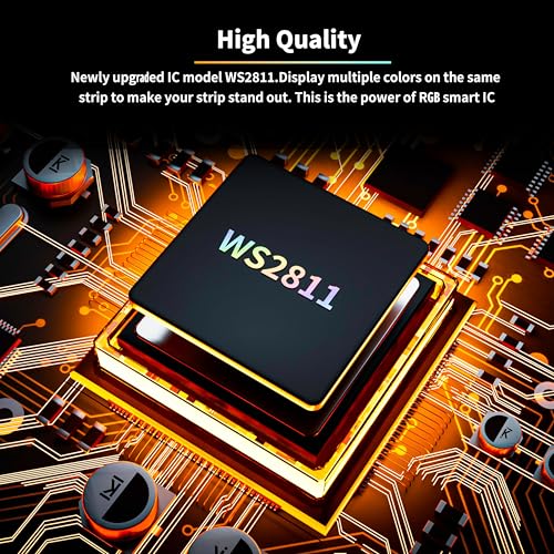 24ft RGB Smart IC COB LED Strip Light - Addressable Multicolor Tape - Chasing Color, Flexible, 720 LEDs/m, Without Controller & Adapter