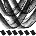 Halloween Creepy Cloth Decorations - Black Gauze Fabric for Haunted House & Outdoor Decor, 6 Pieces, 72x30 Inches