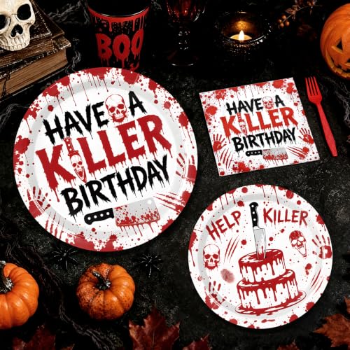 Horror Halloween Disposable Tableware Set - 96 Pieces for Spooky Parties