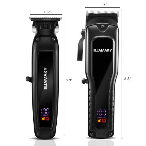 JAMAKY Black Hair Clipper and Trimmer Set, Rechargeable Barber Clipper & Trimmer for Home Use, Ceramic & Carbon Steel Blades