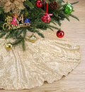 24 Inch Champagne Sequin Christmas Tree Skirt - Sparkly Holiday Decor