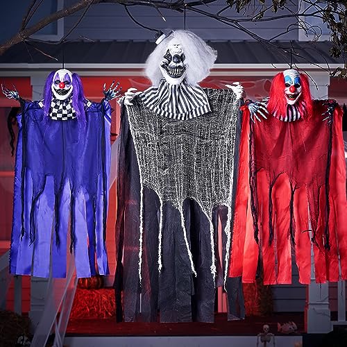Halloween Hanging Clown Decorations - Spooky Outdoor Party Props, Set of 3