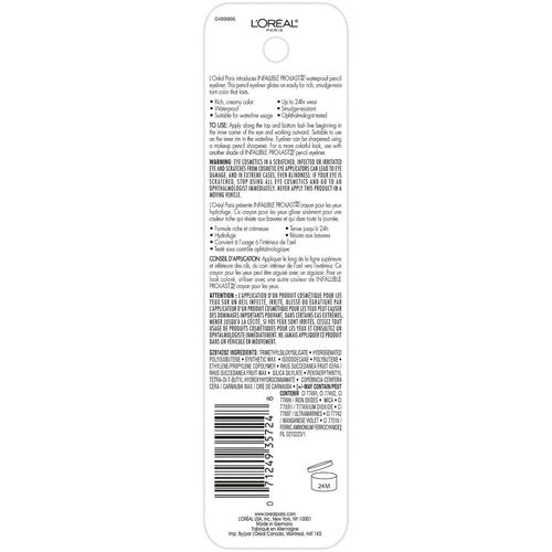 L'Oreal Paris Infallible Pro-Last Pencil Eyeliner - Waterproof & Smudge-Resistant, Black, 0.042 oz.