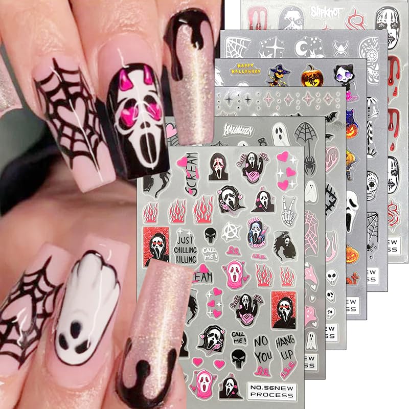Halloween Nail Stickers Decals 3D Horror Spooky Devil Ghost A5 - Self-Adhesive Nail Art