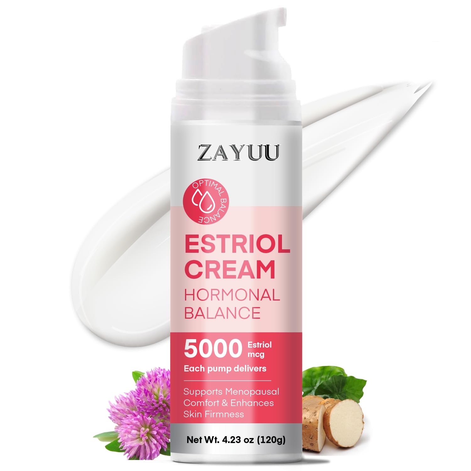 ZAYUU Estriol Face Cream for Women: Hydrating Moisturizer with Wild Yam, Red Clover & Soy Isoflavones – Botanical Skincare for Daily Comfort, Balance & Skin Wellness – 4.23 oz (3-Month Supply)