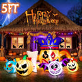 5.25FT Halloween Inflatable Clown Pumpkin with Owl & Black Cat Combo - Outdoor Decor