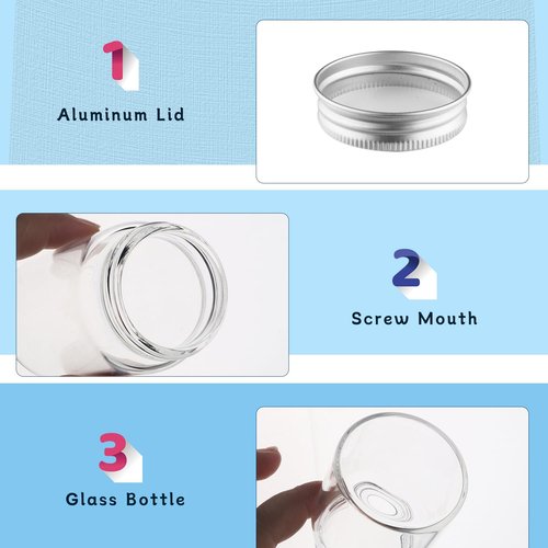 DynnnDy 10Pcs 60ml/2oz Mini Clear Mason Jars Empty Glass Bottles with Aluminum Lids Round Containers for Cosmetics,Food Storage,Travel & Crafts
