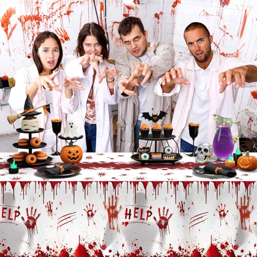 Bloody Halloween Tablecloth 3 Pcs 54x108 Plastic Cover - Festive Party Decor