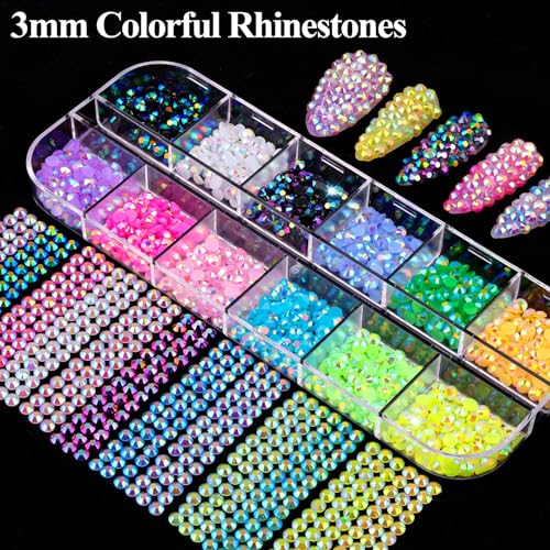 Multicolor Nail Rhinestones and Charms Set - 10,000 Pieces for Nail Art
