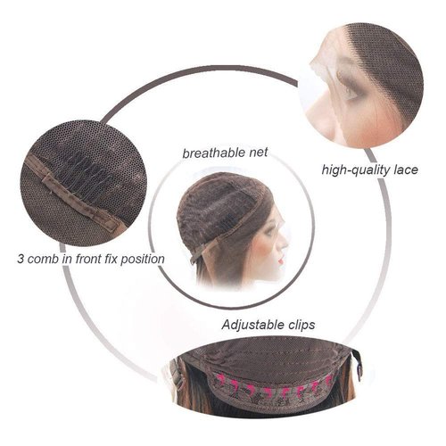Kalisa Brown Lace Front Wig for Women High Density Long Silky Straight Dark Brown Natural Color Glueless Wig Heat Resistant Fiber Synthetic Pre Plucked Wigs for Daily Wear 24inch