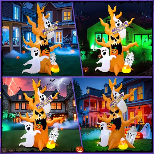 8FT Halloween Inflatable Spooky Tree with LED Lights - Outdoor Yard Decor