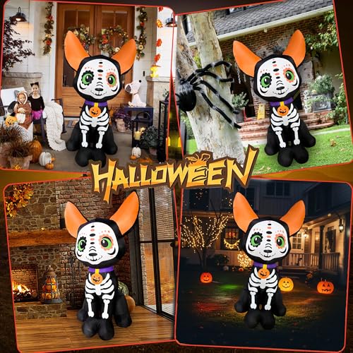 5 Ft Halloween Skeleton Dog Inflatable Decoration with LED Lights Outdoor Yard Decor