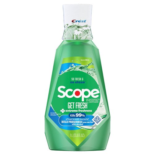 Crest Scope Get Fresh Mouthwash with Alcohol, Fights Plaque and Gingivitis, Spearmint 1L