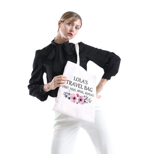 POFULL Lola's Travel Tote Bag - Birthday Gift, Visit, Hug, Spoil Repeat