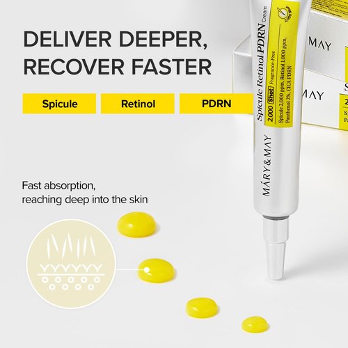 Mary&May Spicule Retinol PDRN Cream - Korean Face Moisturizer for Pore Firming & Sensitive Skin - 15g / 0.5 oz