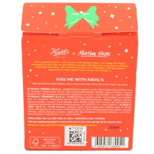 Kiehl's Lip Balm Treatment Set - 3-Piece Collection in Mint, Cranberry & Original Flavors
