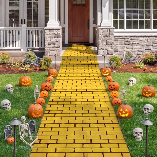 Yellow Brick Road Tablecloth Roll - 120 Ft x 54 Inch Disposable Plastic Cover with Cutter - Halloween & Wizard Party Decor - Variation: 1440" x 54"
