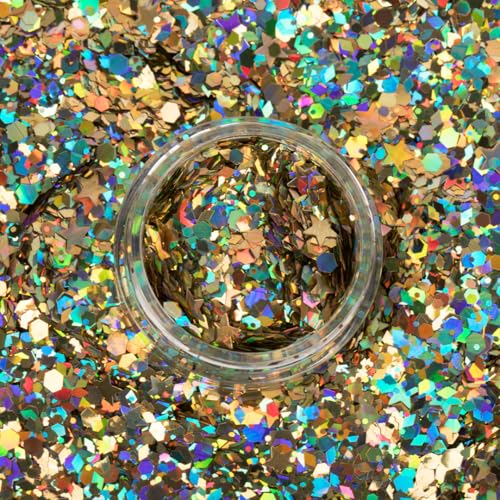Unicorn Snot Macro Face & Body Glitter - Solar Gold, Cosmetic Grade, Large Particles