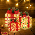 Large 9.5x8x6.5 Inch Lighted Christmas Gift Boxes Set of 3 with 70 LED Flashers