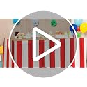 4 Pack Red and White Striped Carnival Table Skirts 14ft x 30in for Party Decorations - Variation of 4