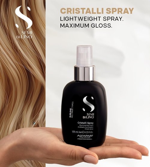 ALFAPARF MILANO Semi Di Lino Sublime Cristalli Smoothing Spray - Lightweight Hair Oil Serum for Glossy Shine - 4.23 fl oz
