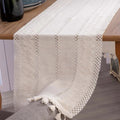 Cream Macrame Style Cotton Table Runner - Rustic 60 Inch Dining Decor - Handmade Farmhouse Look