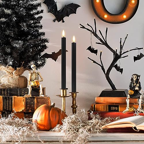 Set of 6 Flameless Taper Candles with Remote Control Halloween Decoration