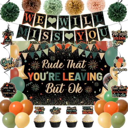 Farewell Party Decorations Kit - Banner Balloons Pom Poms & More