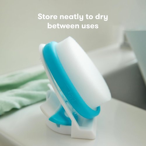 Frida Baby Cradle Cap System - 3-Step FlakeFixer Kit with Sponge, Brush, Comb & Storage Stand | Medicine Pacifier & Syringe Included