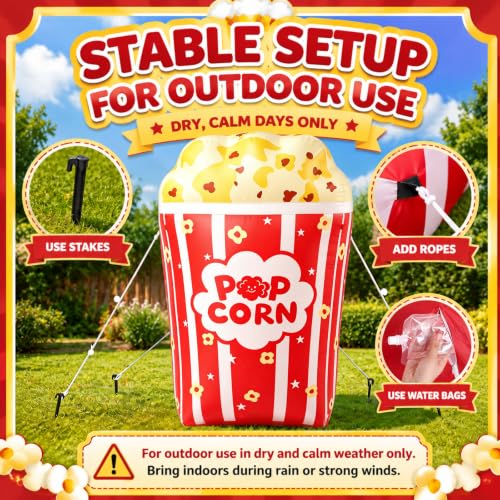 Popcorn Inflatable Carnival Decor - 4 FT Halloween Yard & Party Display - Leyndo