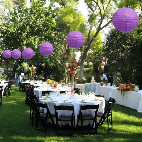 Purple Paper Lanterns Set - 20 Pieces, 4-12 Inch Hanging Decor for Parties & Events